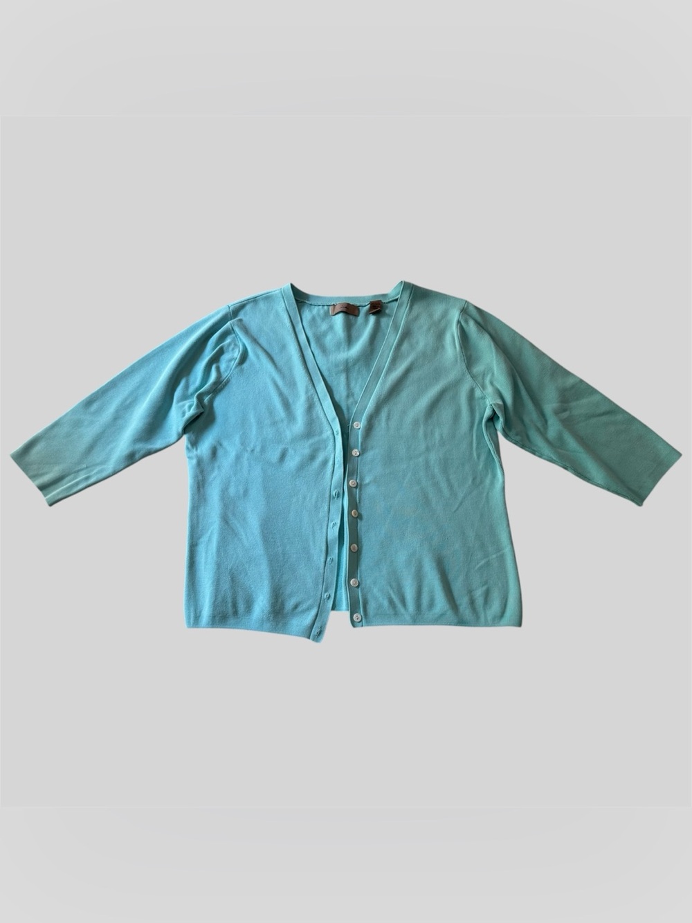Simple Blue Silk-Blend Cardigan Sweater